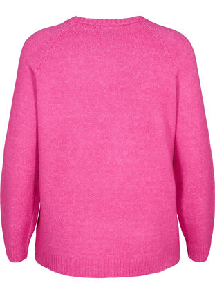 Knitted blouse with embroidered text, Raspberry Rose, Packshot image number 1