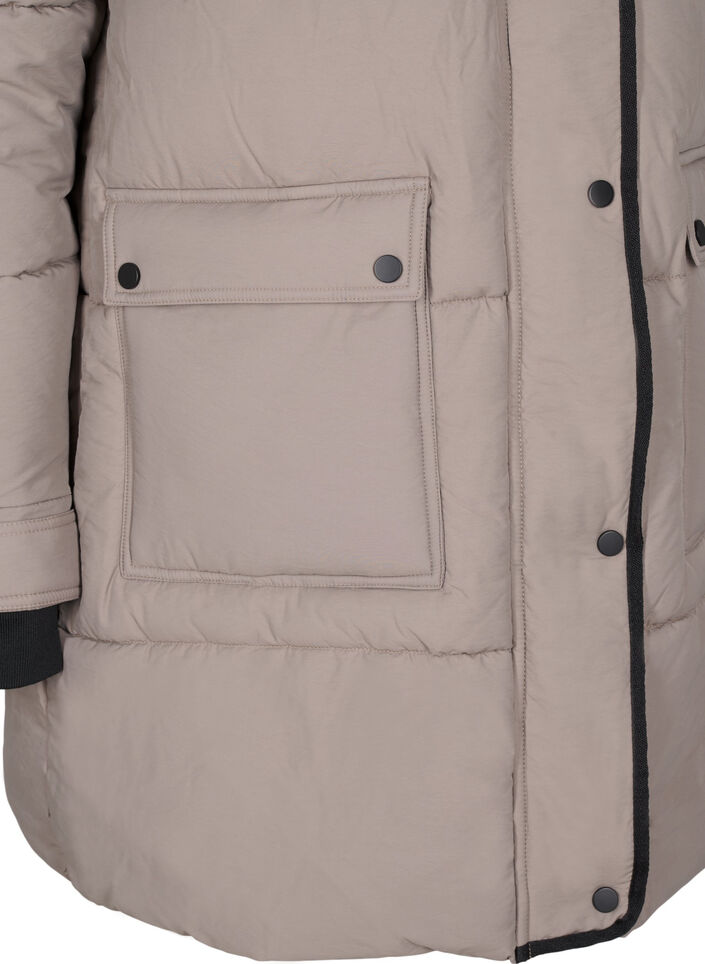 Puffer jacket with hood and contrast detailing, Beige, Packshot image number 3