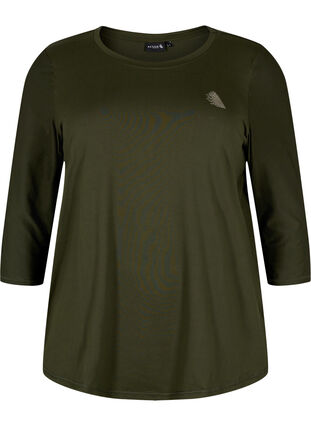 Workout top with 3/4 sleeves, Forest Night, Packshot image number 0