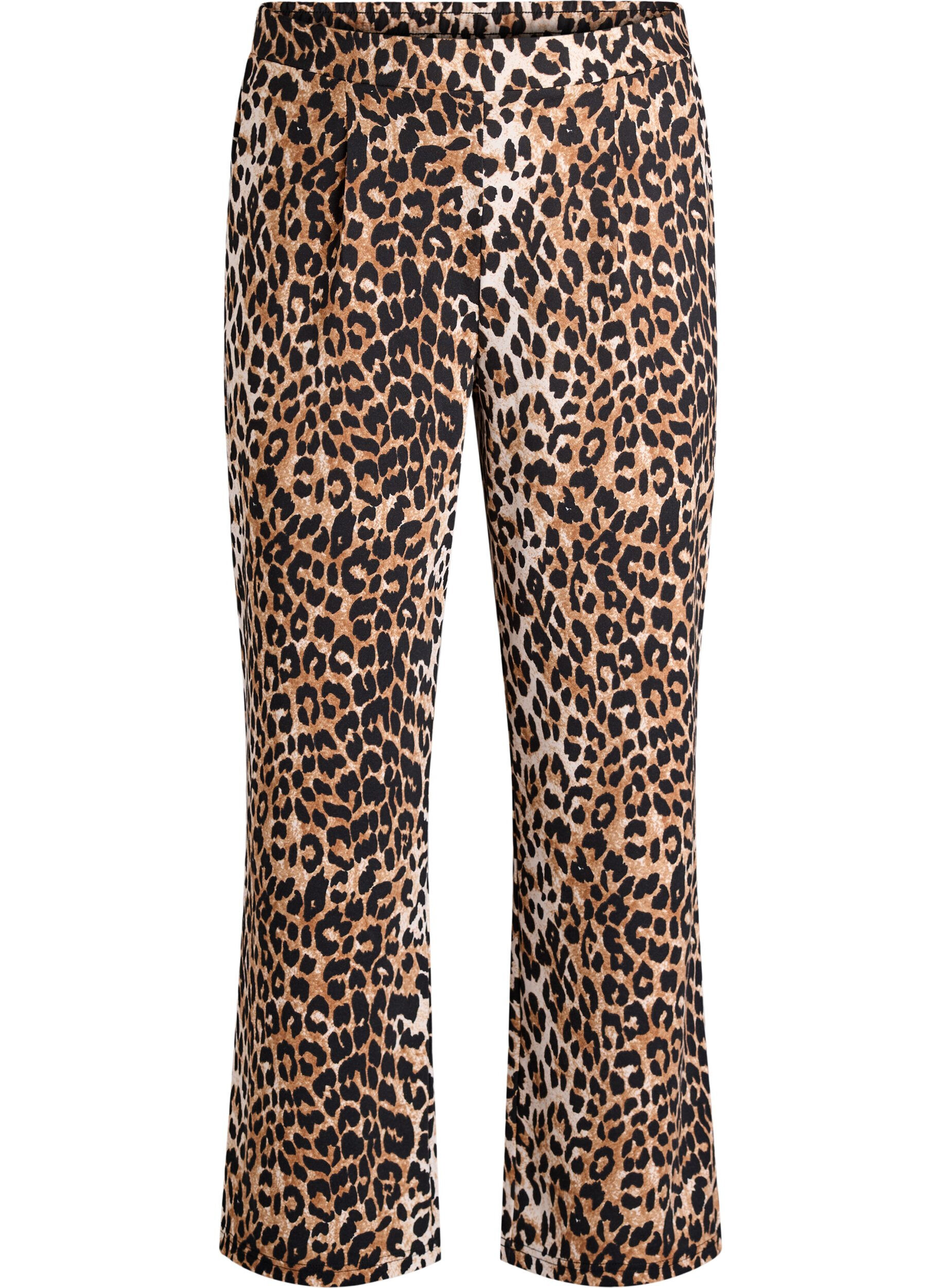 Leopard print straight-leg trousers