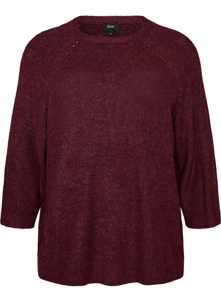 Ribbed jumper with 3/4 sleeves, Red, Packshot image number 0
