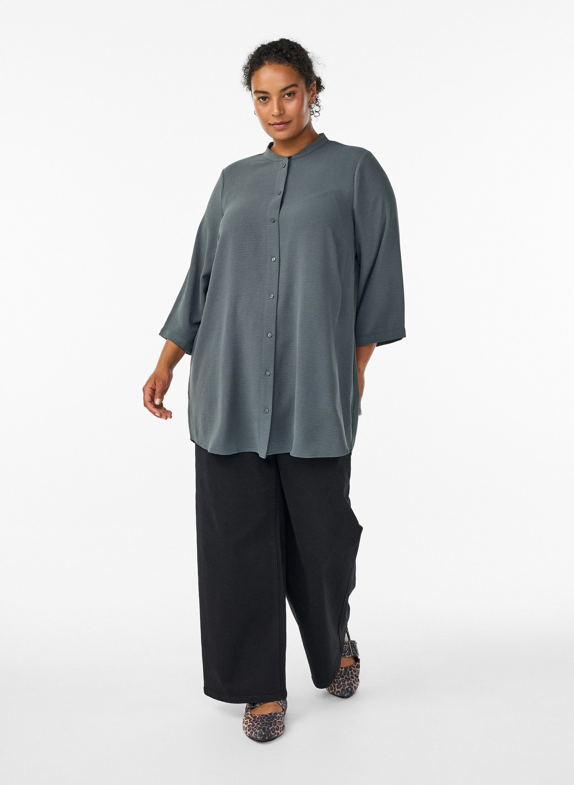 ZizzifashionTunic with 3/4 sleeves, Green, Model image number 1