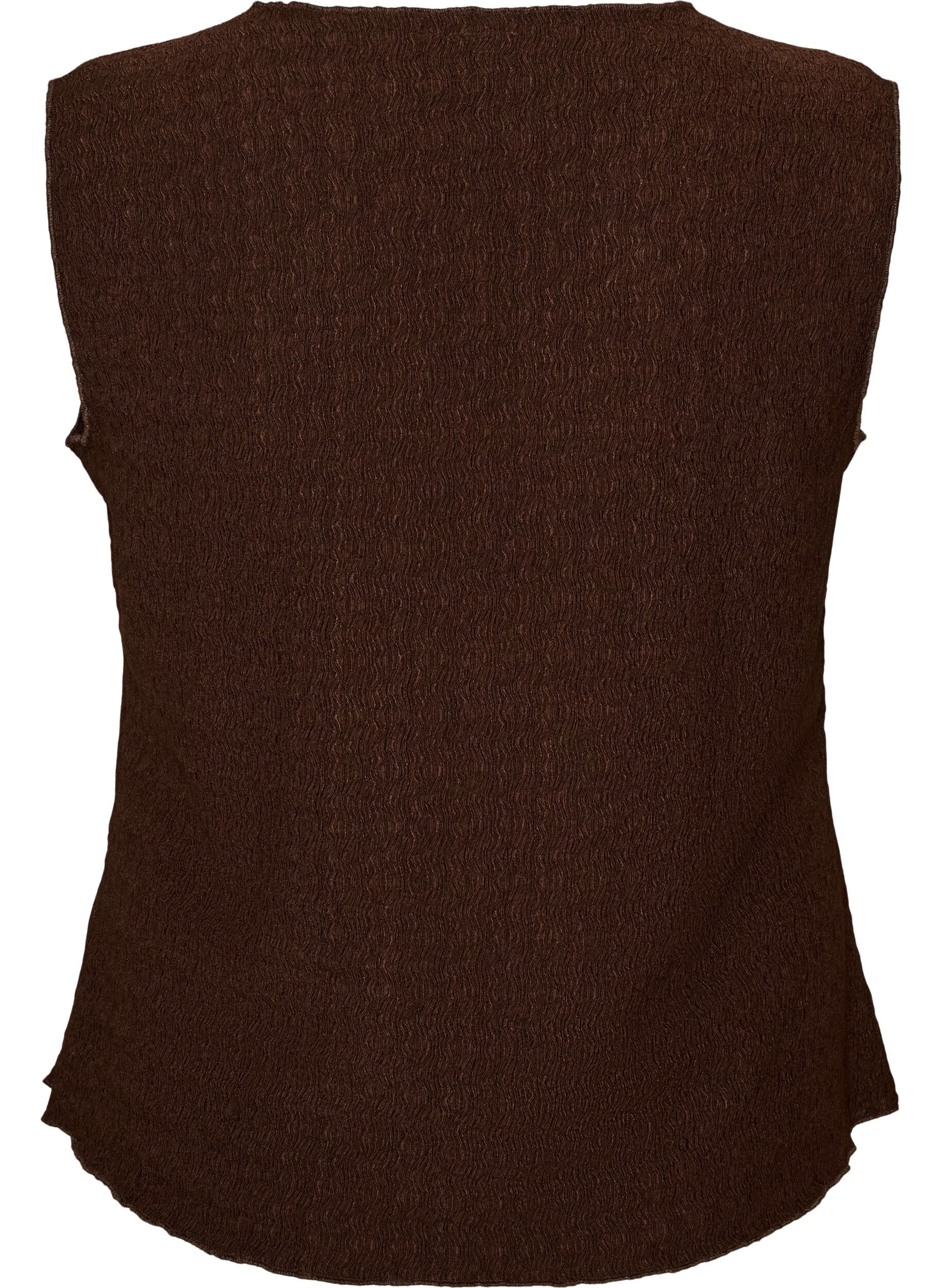ZizzifashionSleeveless top with a wavy texture and button fastening, Brown, Packshot image number 1