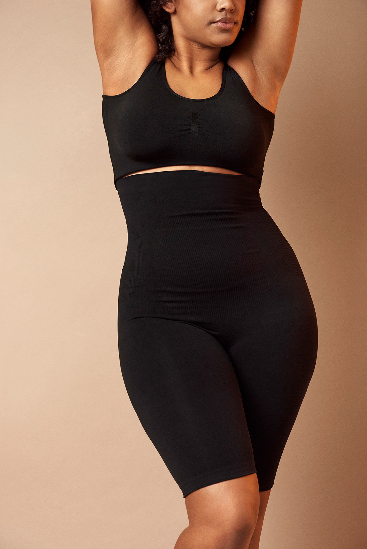 ZizzifashionHigh waisted shapewear shorts, Black, Image image number 1