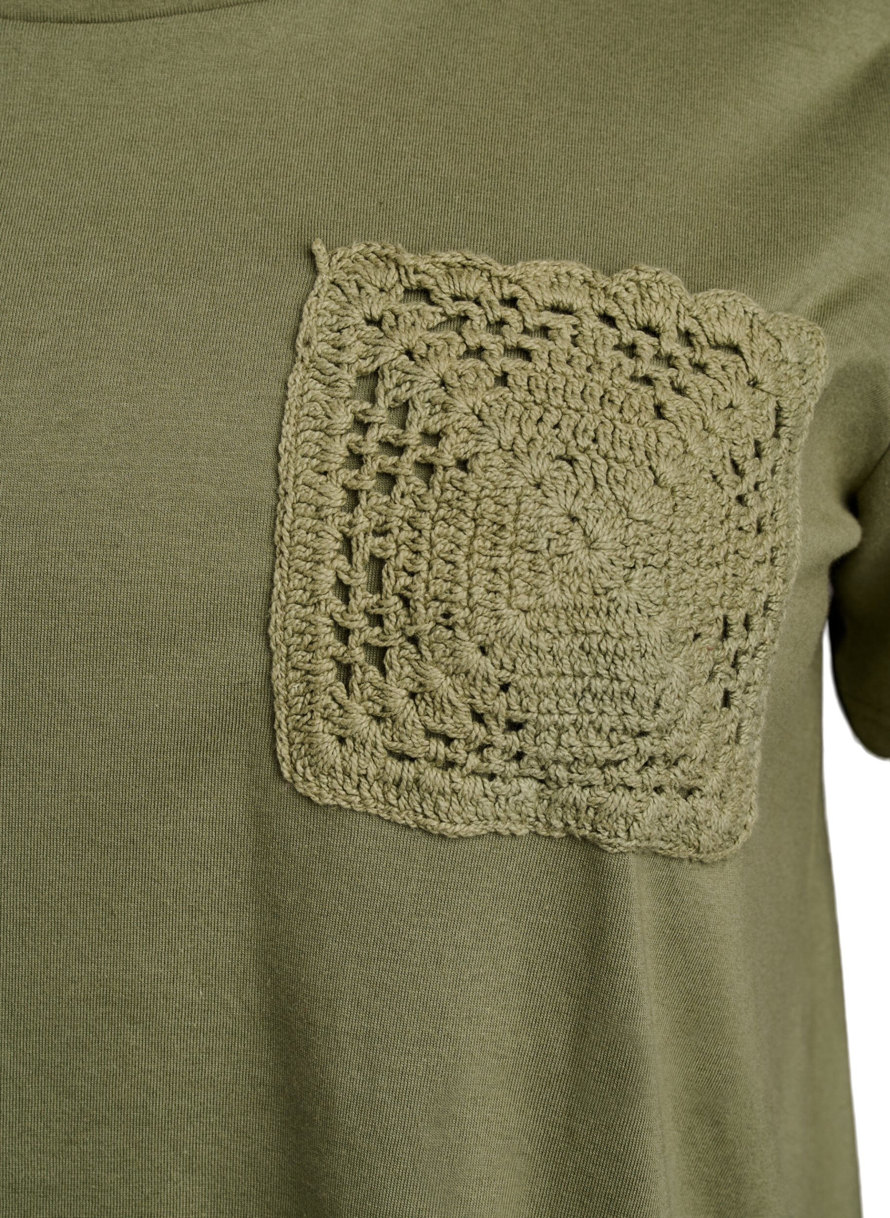 Zizzifashion T-shirt in organic cotton with chest pocket, Green, Packshot image number 2