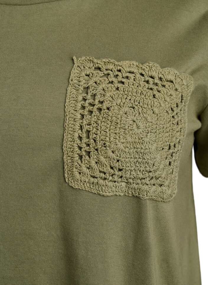 T-shirt in organic cotton with chest pocket, Green, Packshot image number 2