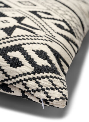 Jacquard patterned cushion cover, Black/White, Packshot image number 3