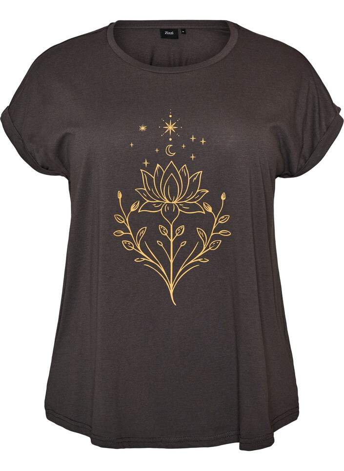 T-shirt with decorative front print, Dark Grey, Packshot image number 0
