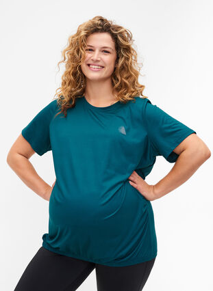 Maternity gym t-shirt, Deep Teal, Model image number 0