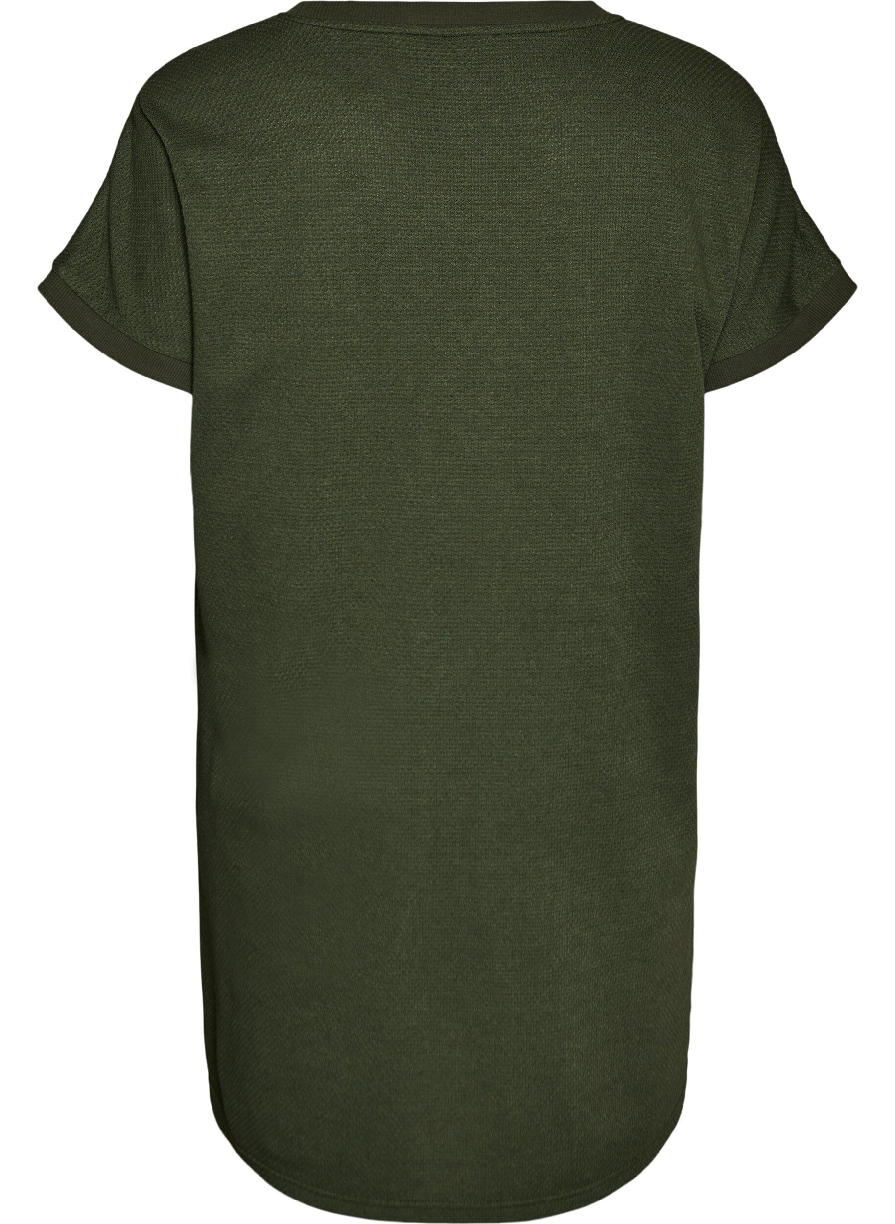 Zizzifashion Short textured jersey dress with a round neck, Green, Packshot image number 1