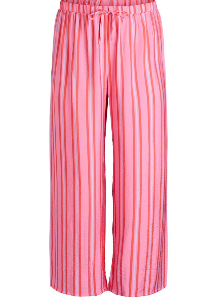 Striped trousers with a high waist and wide legs, Pink, Packshot image number 0