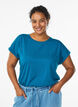 Short sleeved cotton blend t-shirt, Petrol, Model image number 0