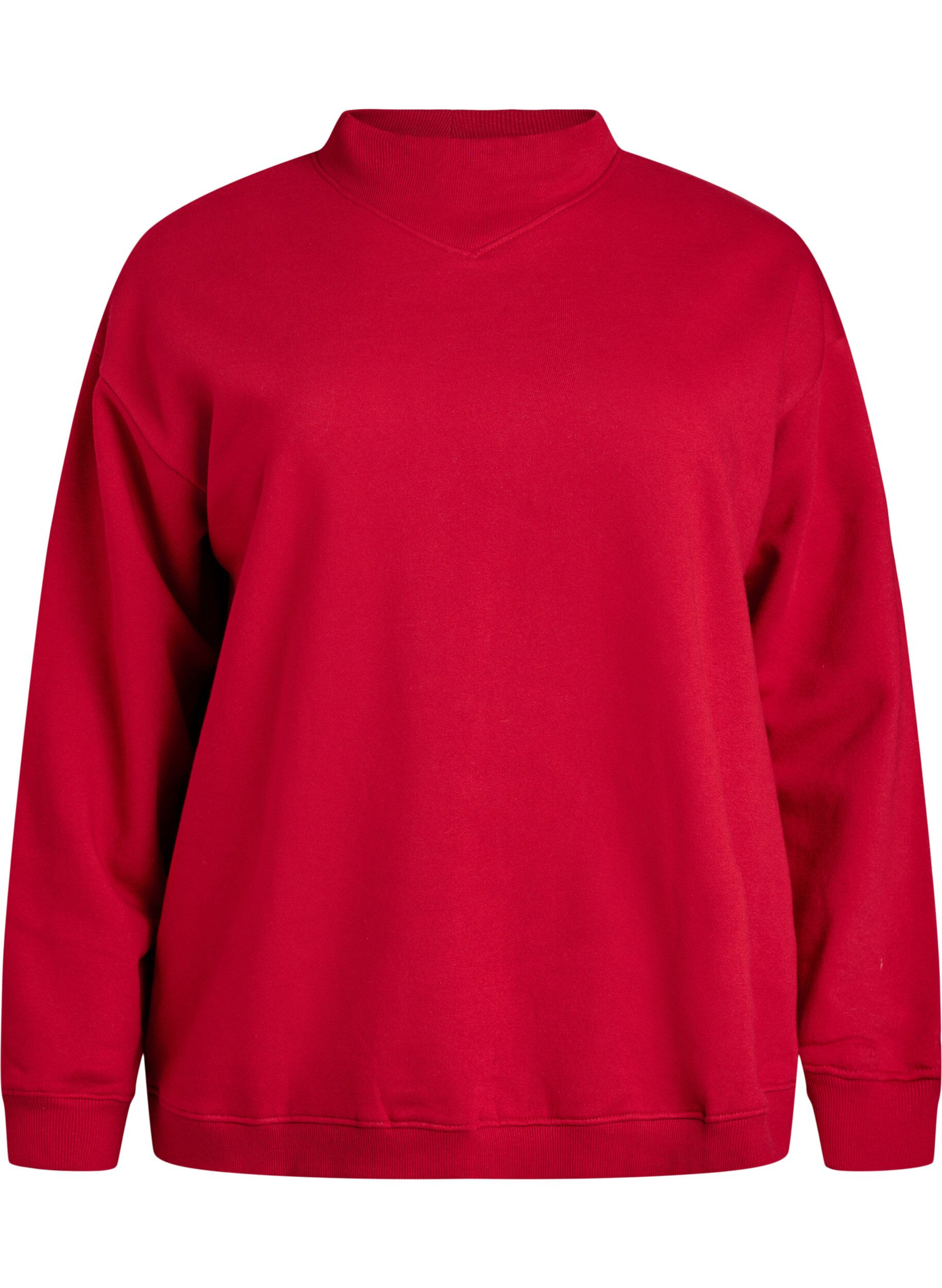 Zizzifashion Sweatshirt with high neck and long sleeves, Red, Packshot image number 0