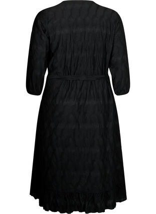 FLASH - Wrap Dress with 3/4 Sleeves, Black, Packshot image number 1