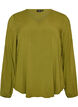 Viscose blouse with a V-neck and long sleeves, Green, Packshot image number 0