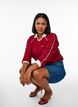 Textured jersey blouse with contrast details, Red, Model image number 3