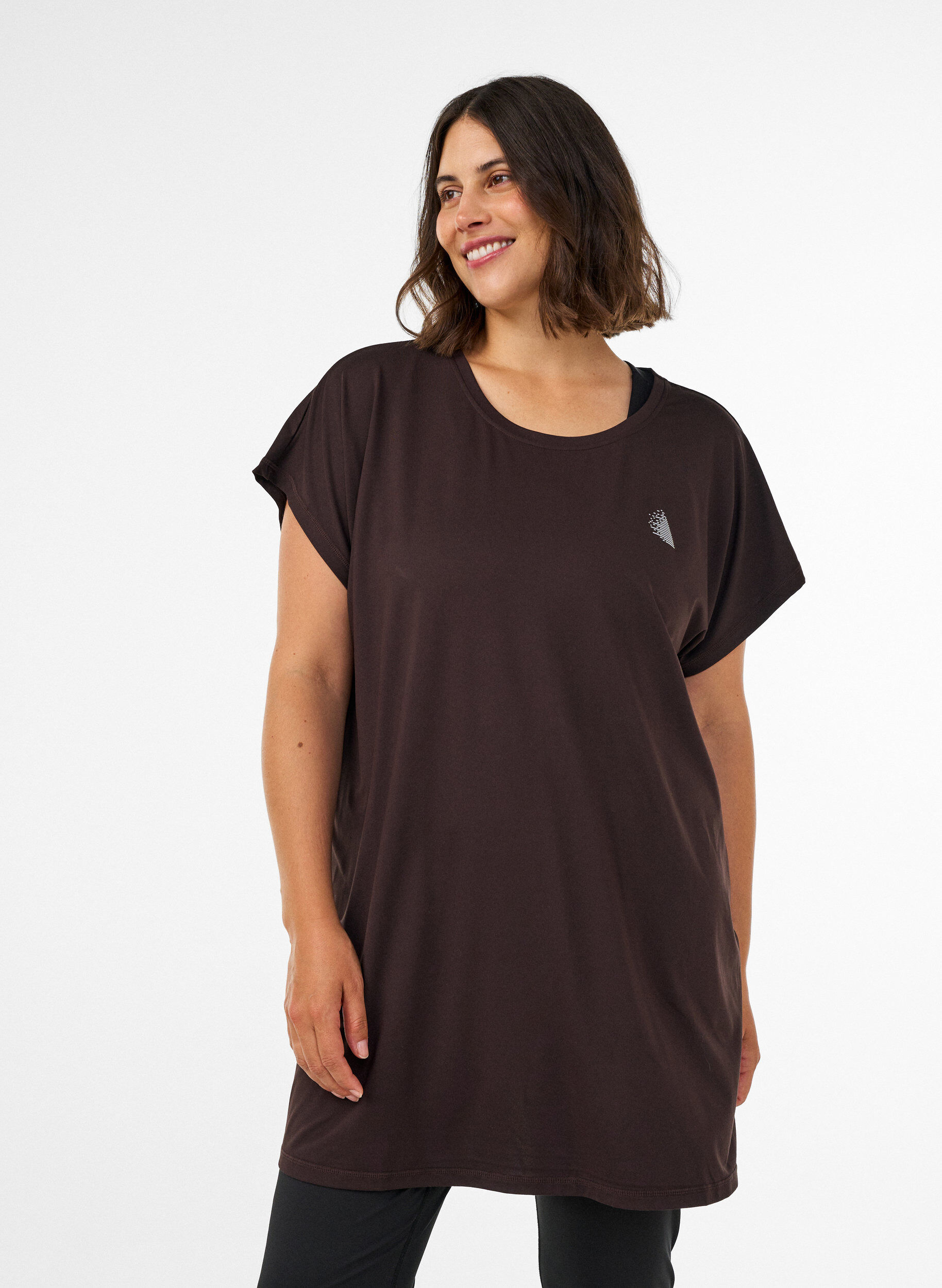 ZizzifashionLong training t-shirt, Brown, Model image number 0