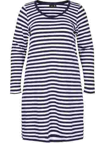 Striped cotton dress with long sleeves 