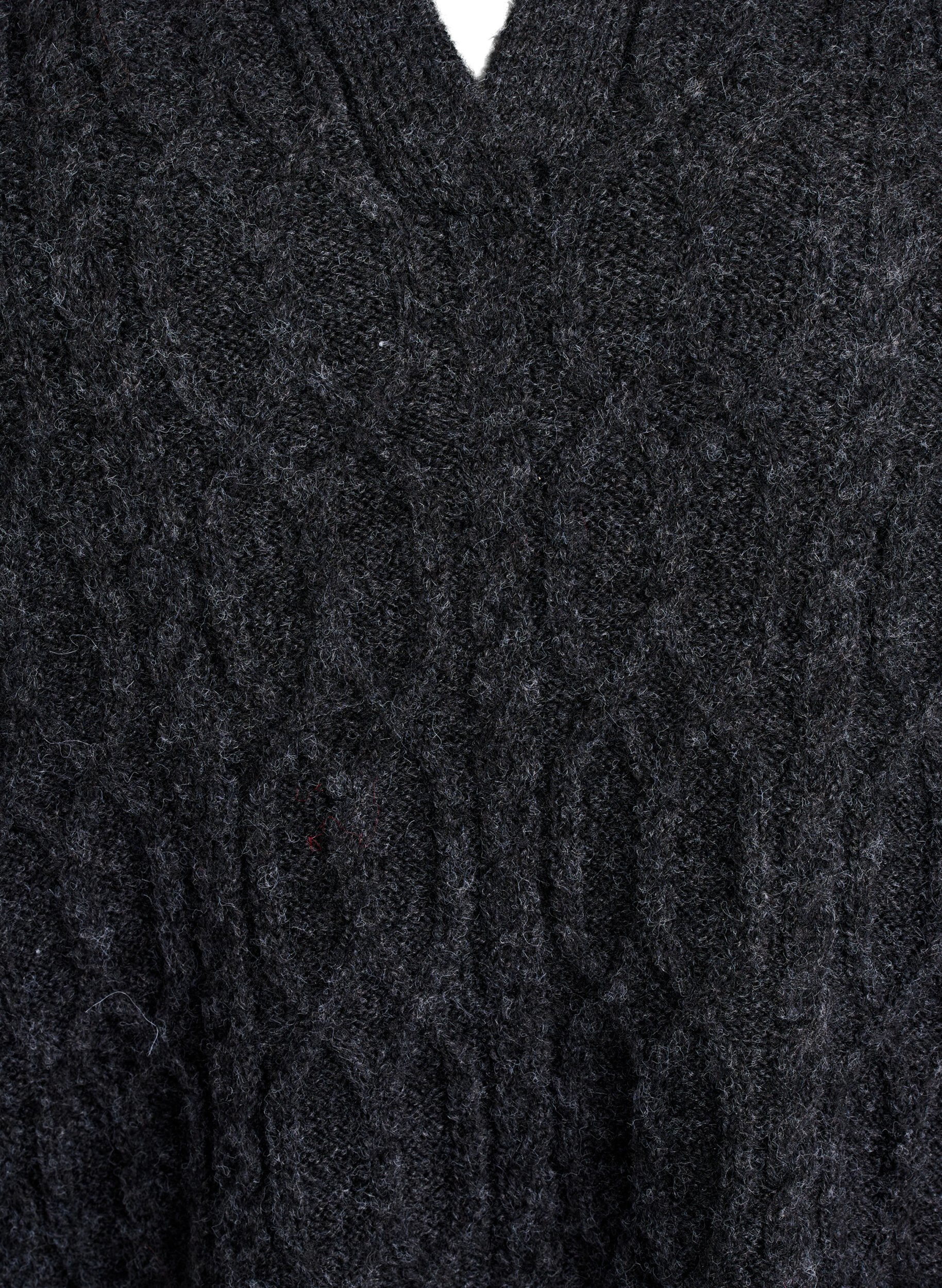 Zizzifashion Cable knit sweater with polo collar, Dark Grey, Packshot image number 2