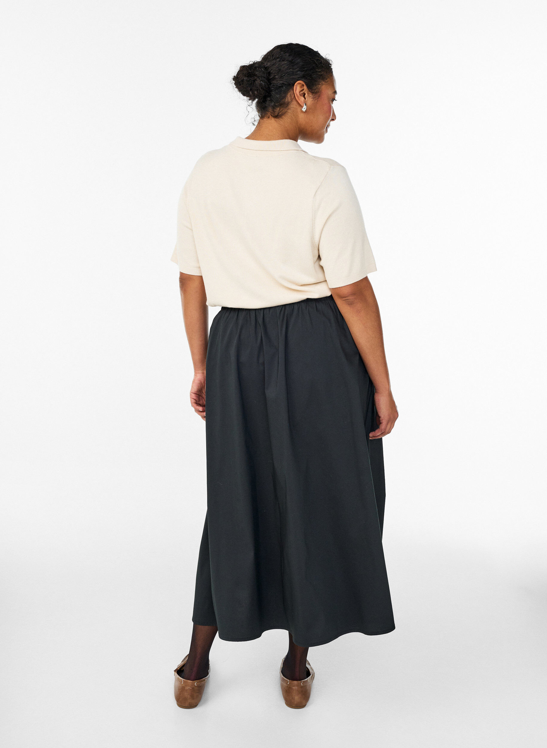 Zizzifashion Fine-knit polo shirt with short sleeves, Beige, Model image number 1