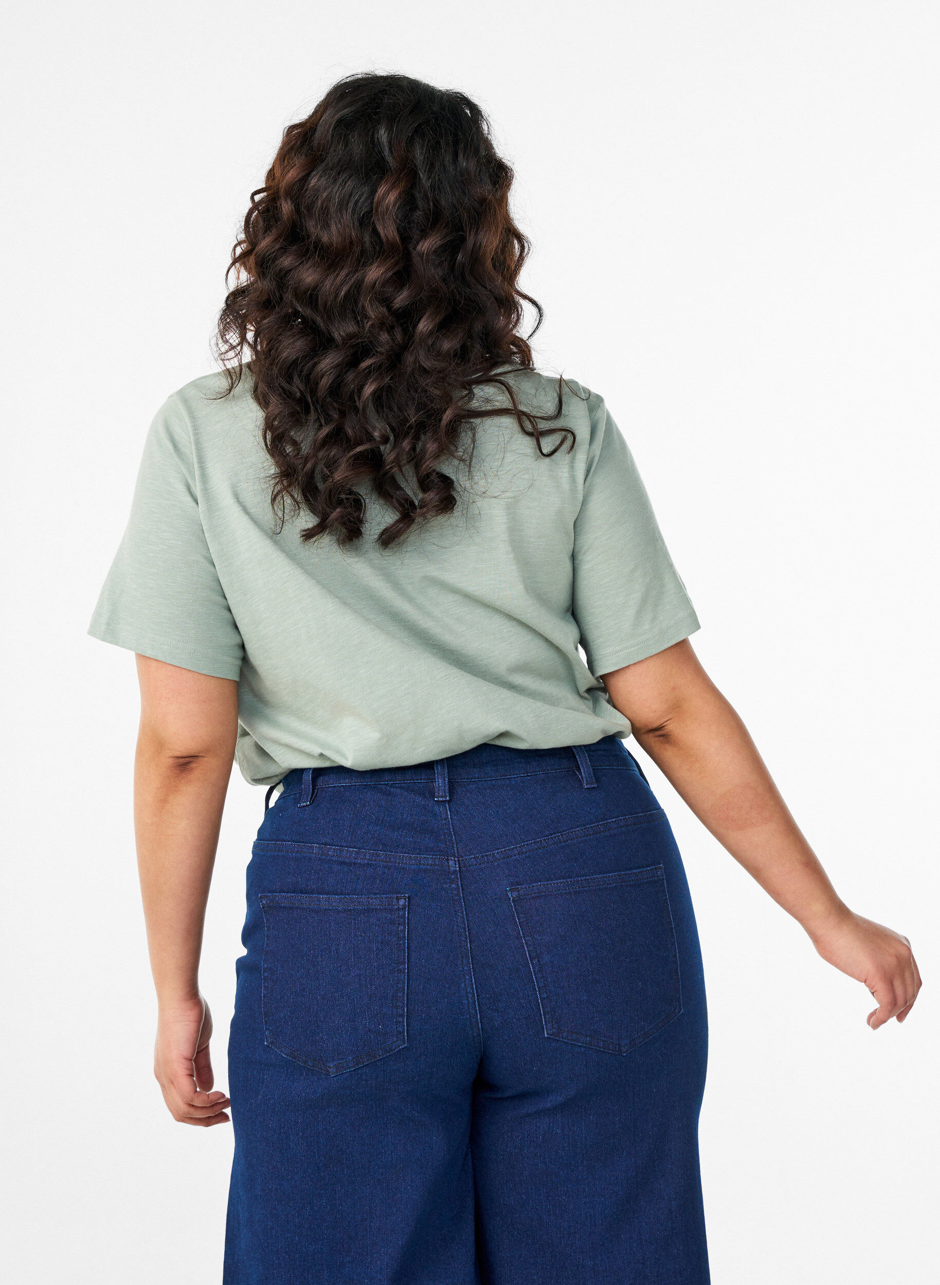 Zizzifashion T-shirt with button detail, Green, Model image number 2