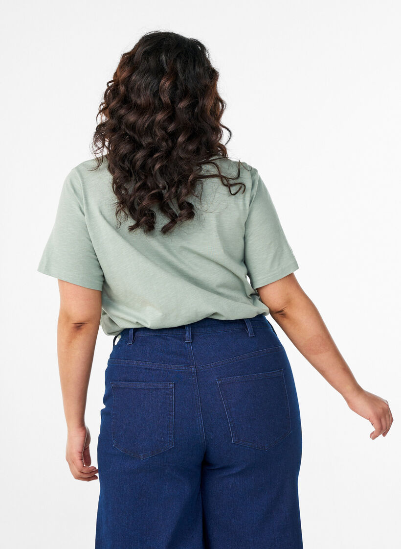 T-shirt with button detail, Green, Model image number 2