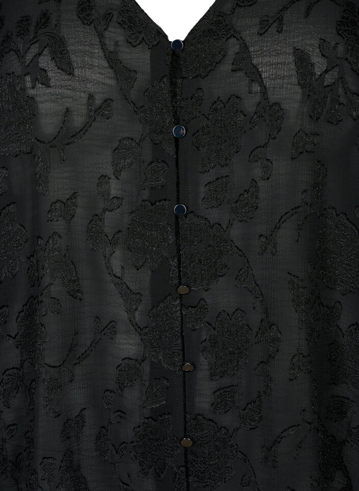 Long-sleeved shirt with jacquard look, Black, Packshot image number 2