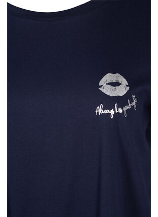 Oversize sleep T-shirt in organic cotton, Night Sky Lips, Packshot image number 2