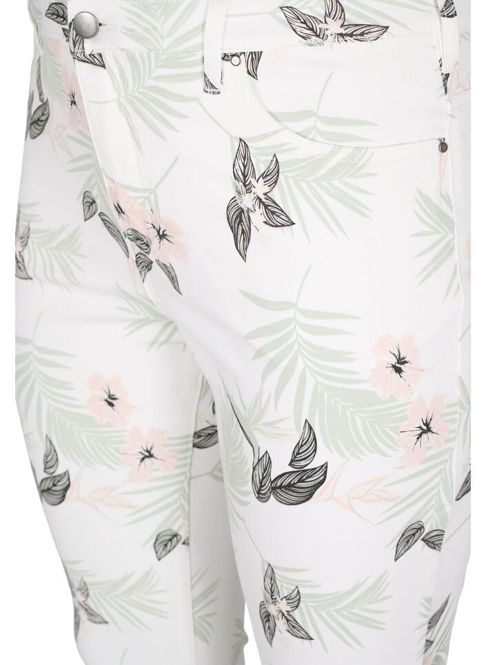 High waisted Amy jeans with floral print, White Flower AOP L78, Packshot image number 2