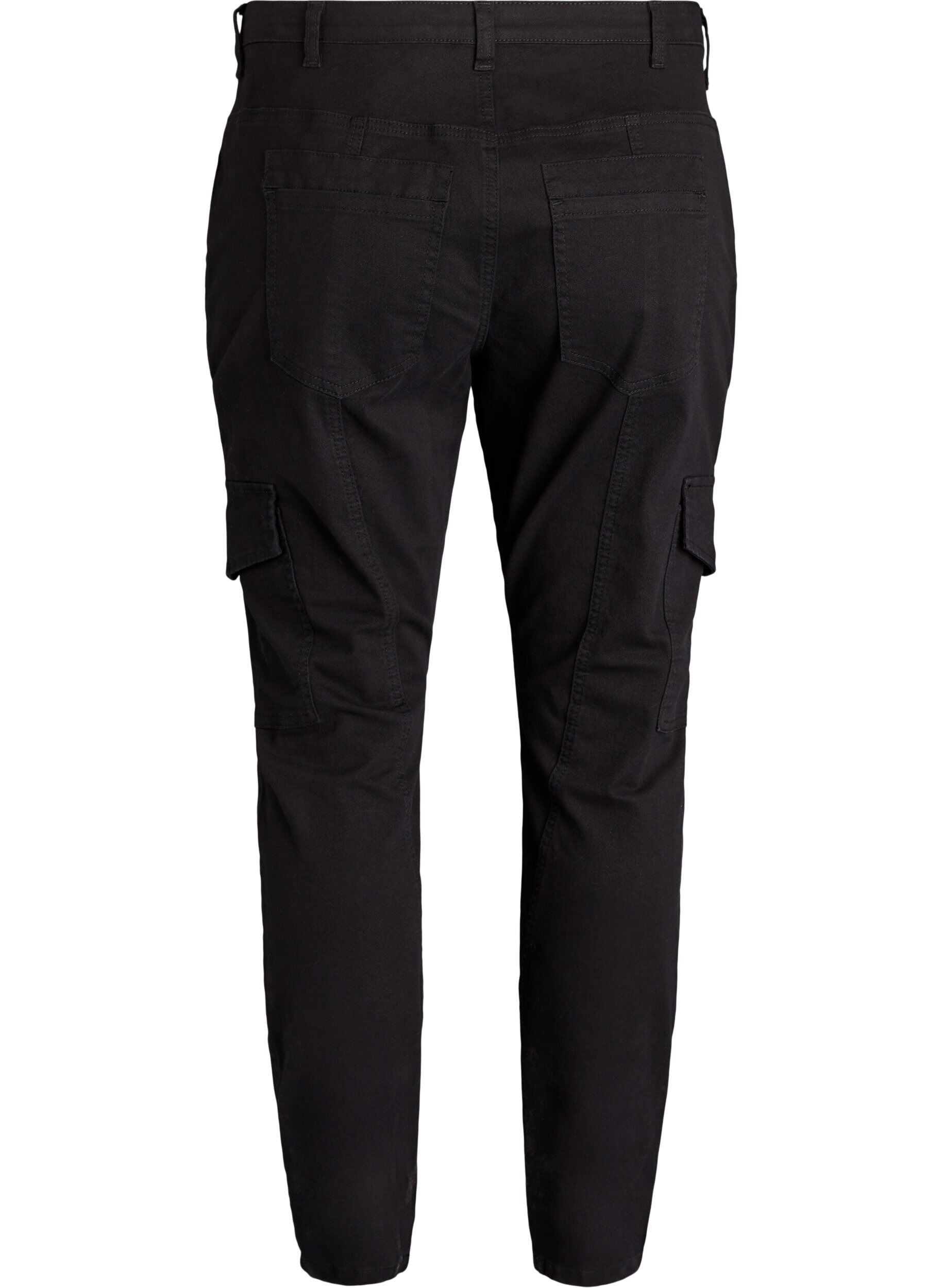 Zizzifashion Slim fit trousers with cargo pockets, Black, Packshot image number 1