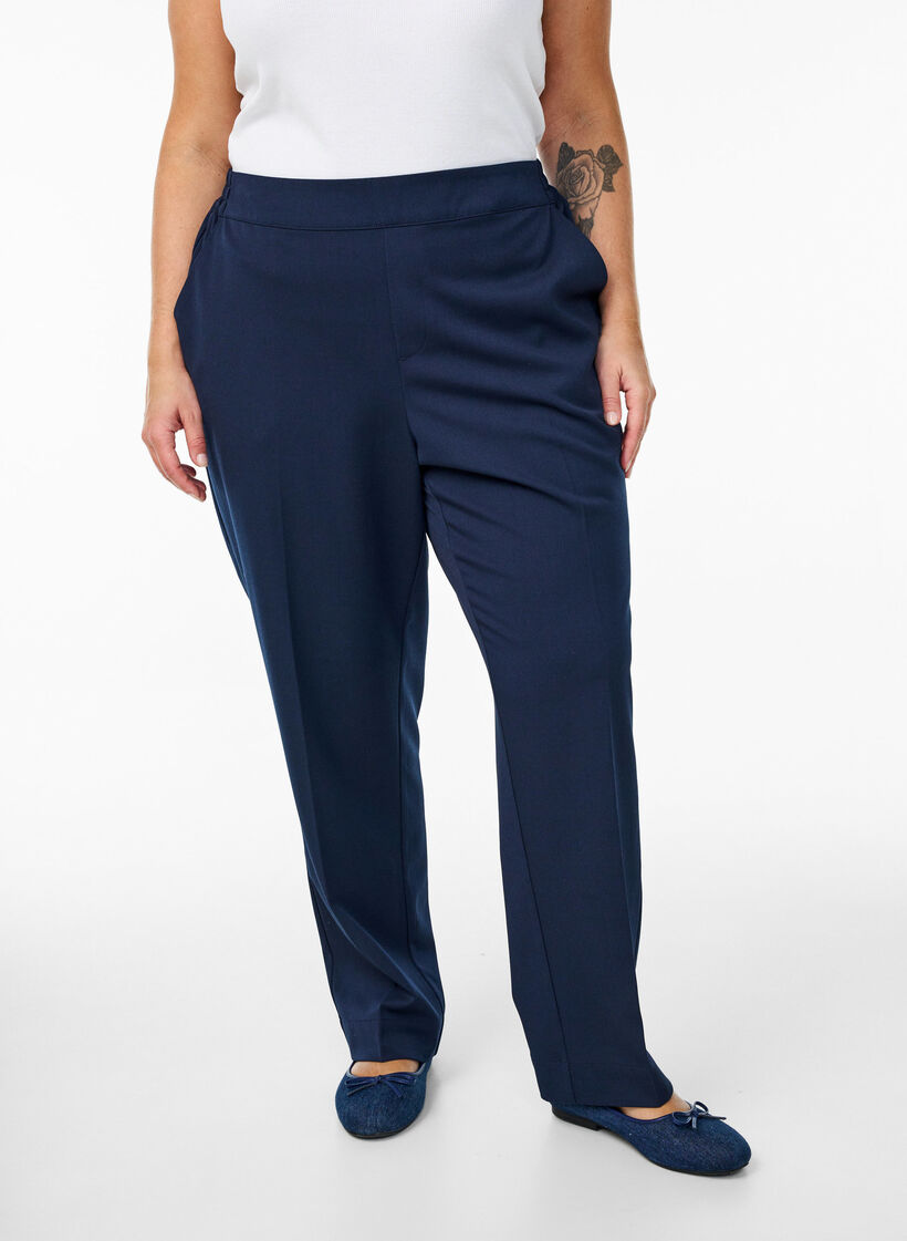 Loose trousers with high waist, Blue, Model image number 2