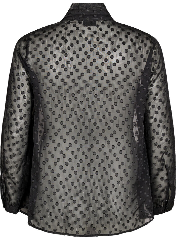 Chiffon blouse with a dotted texture, Black, Packshot image number 1