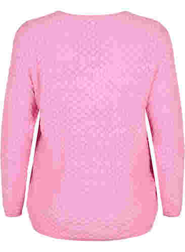 Patterned knitted top with v-neckline, Begonia Pink, Packshot image number 1