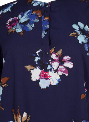FLASH - Floral tunic with short sleeves, Big Blue Flower, Packshot image number 2
