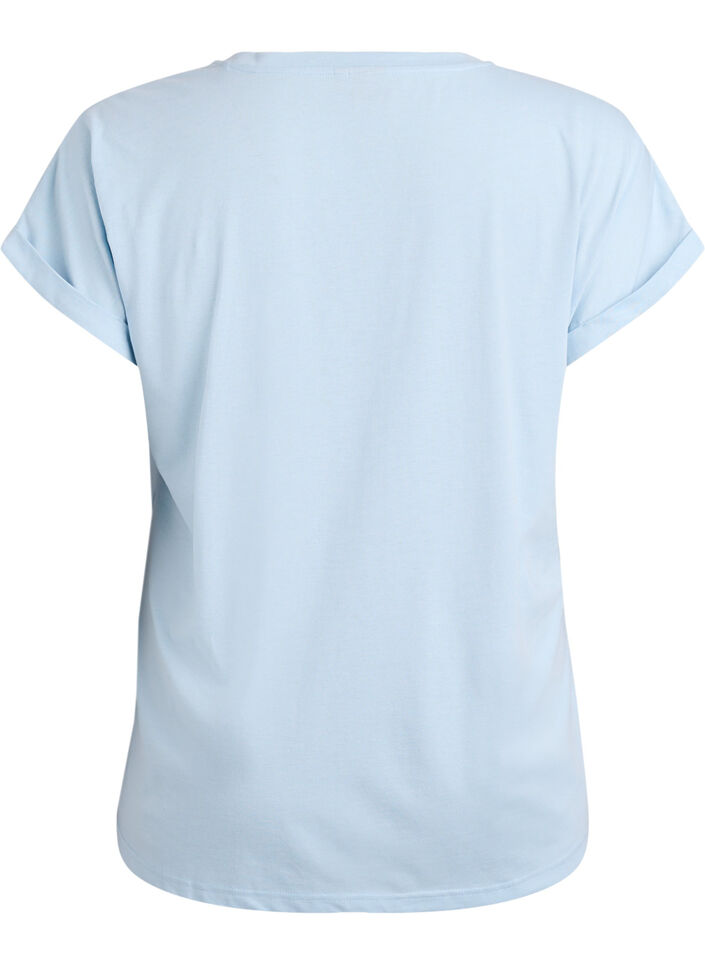 Short-sleeved cotton blend t-shirt, Light Blue, Packshot image number 1