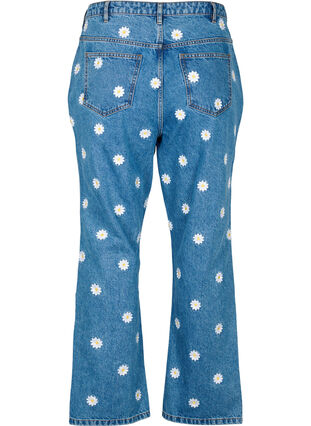 High waist Gemma jeans with daisies, L.B. Flower, Packshot image number 1