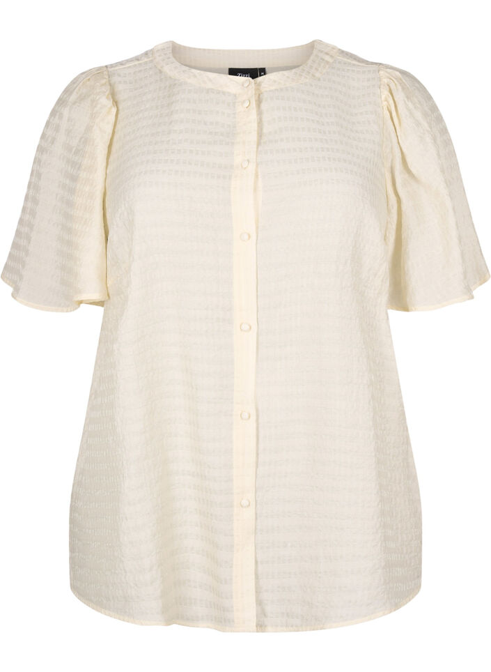 Lyocell shirt blouse with texture, Antique White, Packshot image number 0