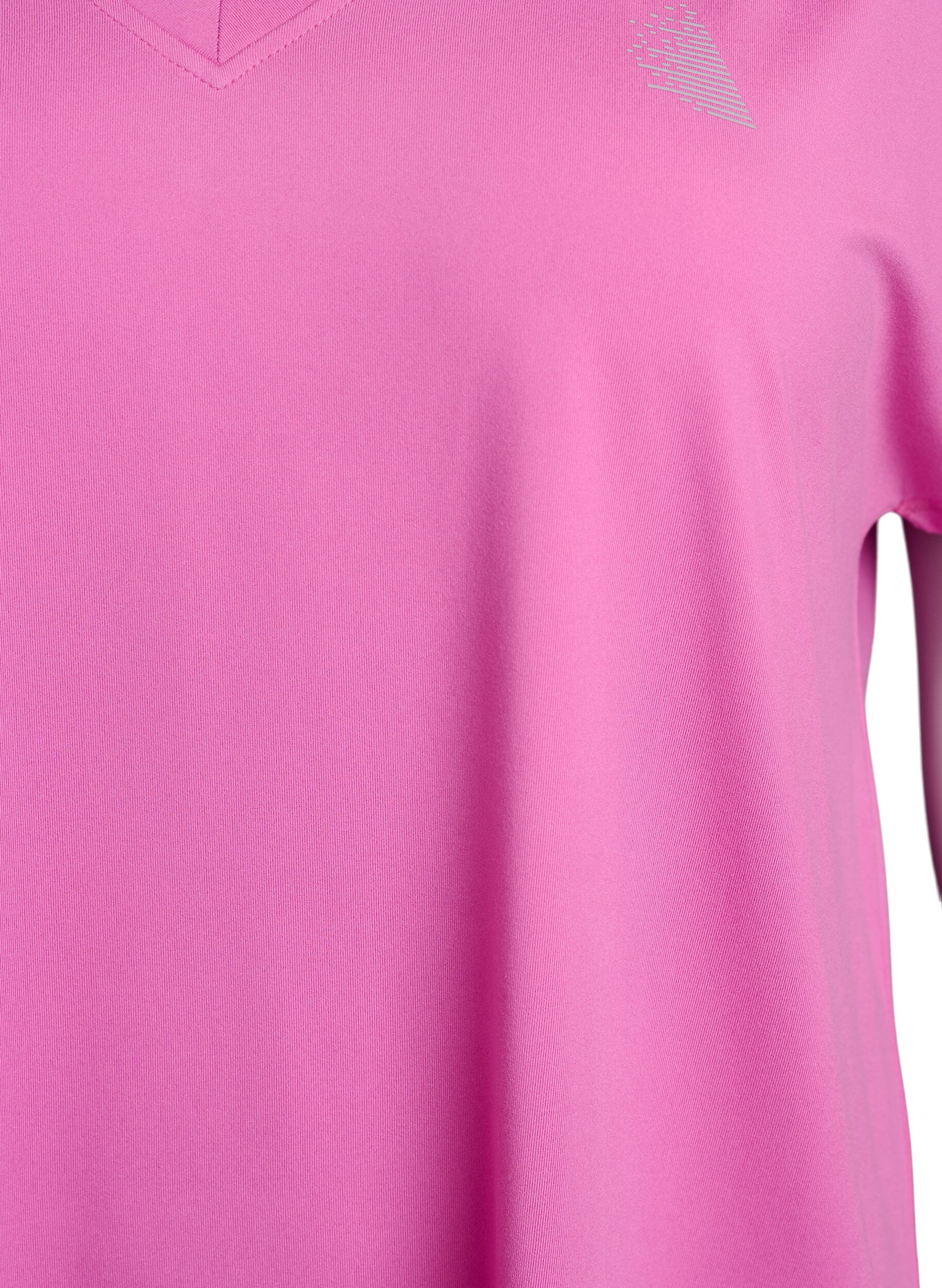 Zizzifashion Loose training t-shirt with v-neck, Pink, Packshot image number 2