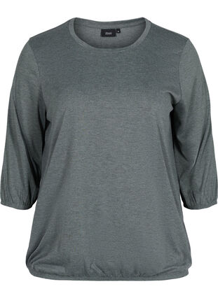 Plain blouse with 3/4 sleeves, Thyme Mel, Packshot image number 0