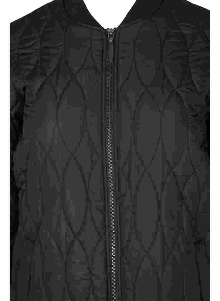 Quilted thermal jacket with zip and pockets, Black, Packshot image number 2