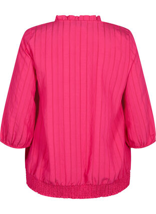 Viscose blouse with 3/4 sleeves and smock, Beetroot Purple, Packshot image number 1