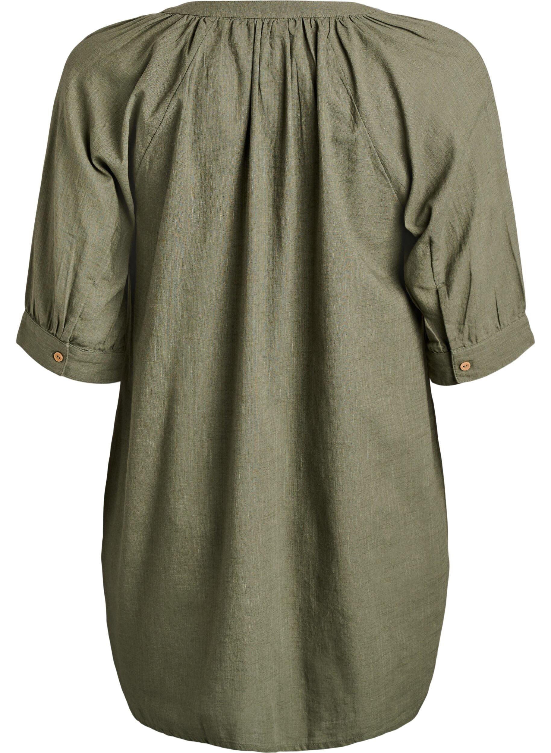 ZizzifashionCotton tunic with a V-neck, Green, Packshot image number 1