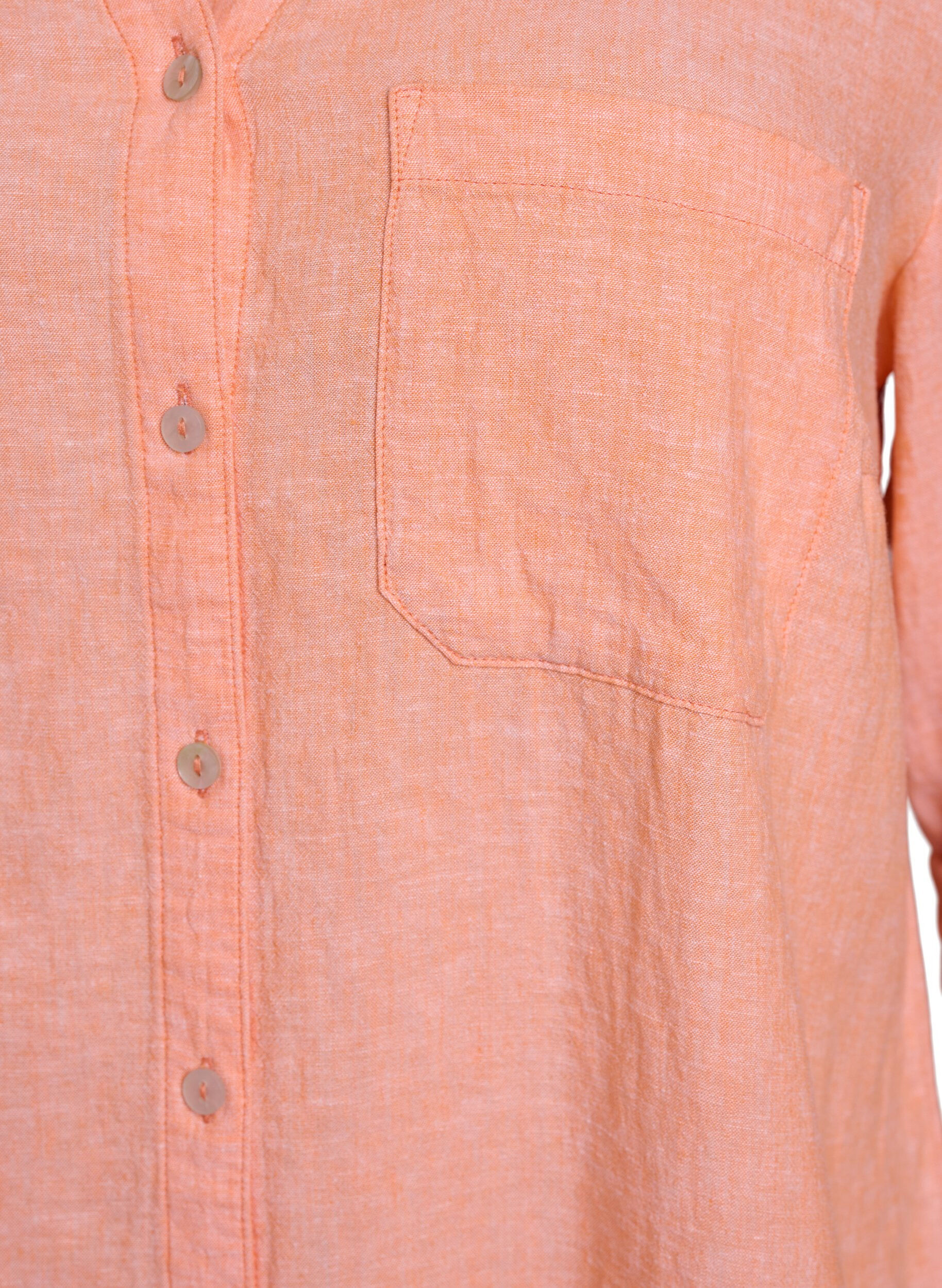 ZizzifashionShirt in linen and viscose with 3/4 sleeves, Coral, Packshot image number 2