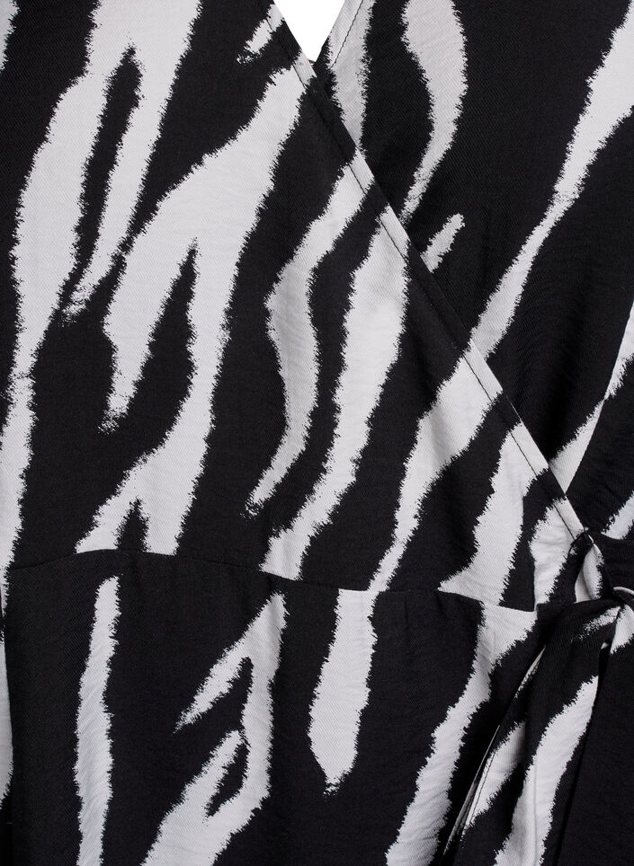 Short zebra print wrap dress, Black, Packshot image number 2