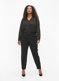 Trousers with a zipper at the ankle, Black, Model
