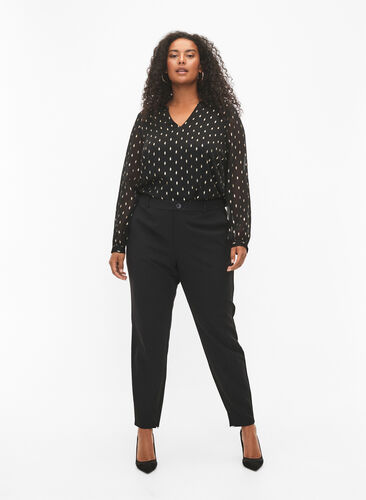 Trousers with a zipper at the ankle, Black, Model image number 0