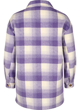 Checked shirt jacket with buttons and pockets, Purple Check, Packshot image number 1