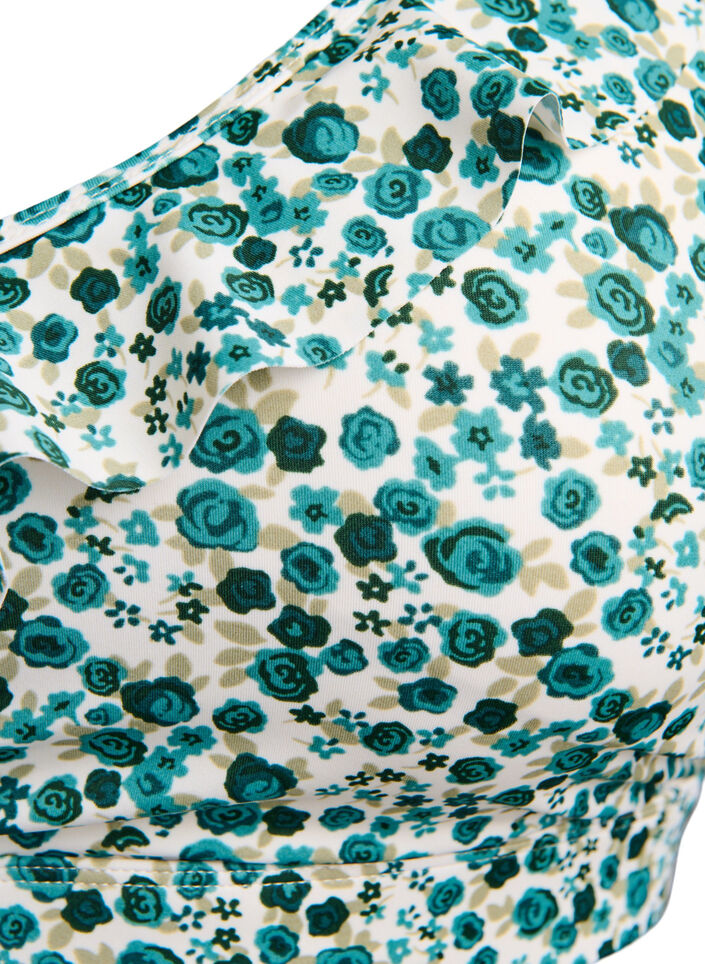Bikini top with print and ruffle details, Green, Packshot image number 2