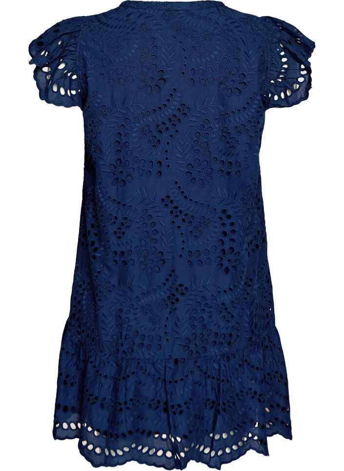 Broderie anglaise dress with ruffle sleeves, Blue, Packshot image number 1