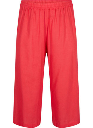 7/8 trousers in cotton blend with linen, Hibiscus, Packshot image number 0